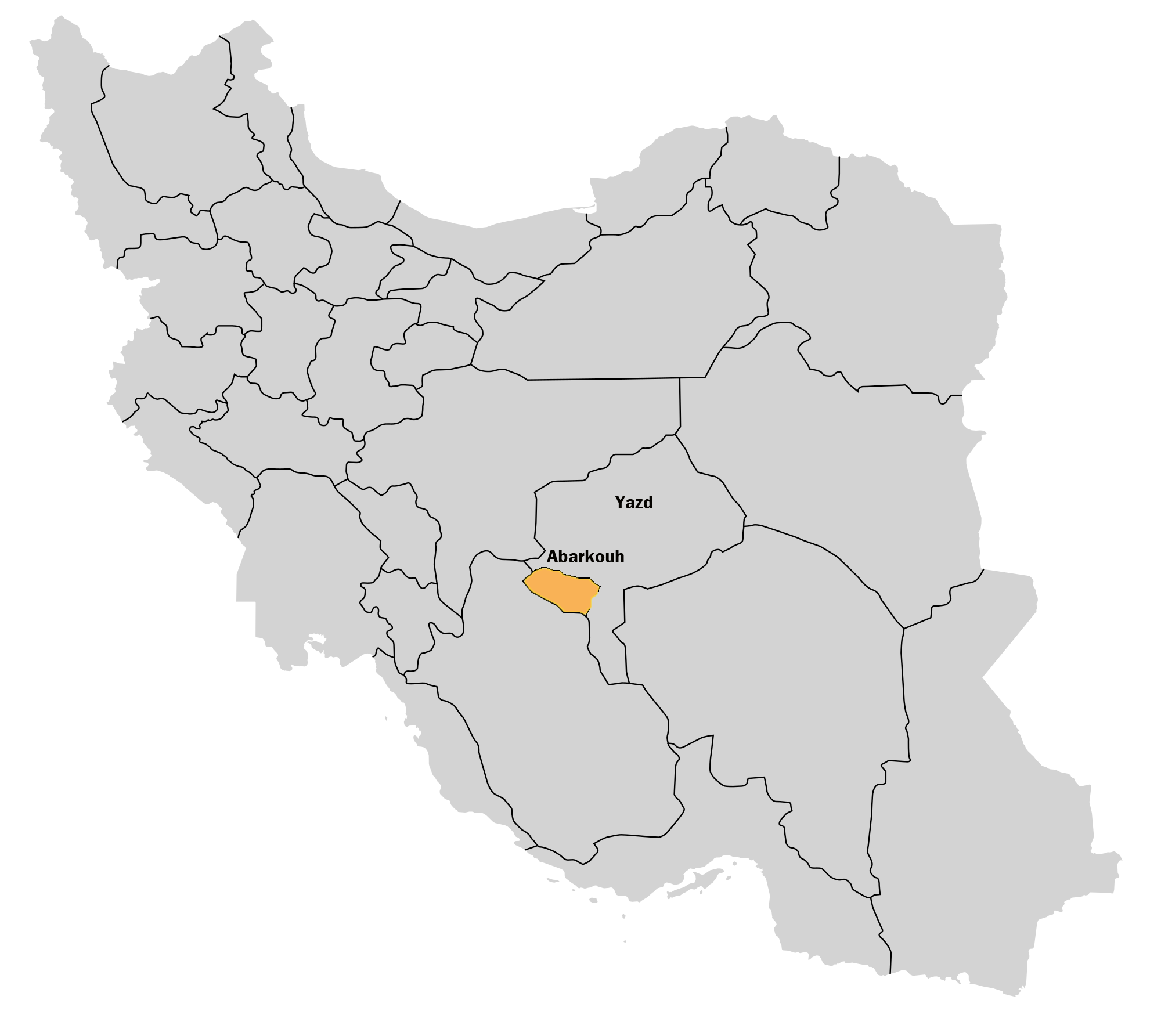 Abarkouh On the Map of Iran