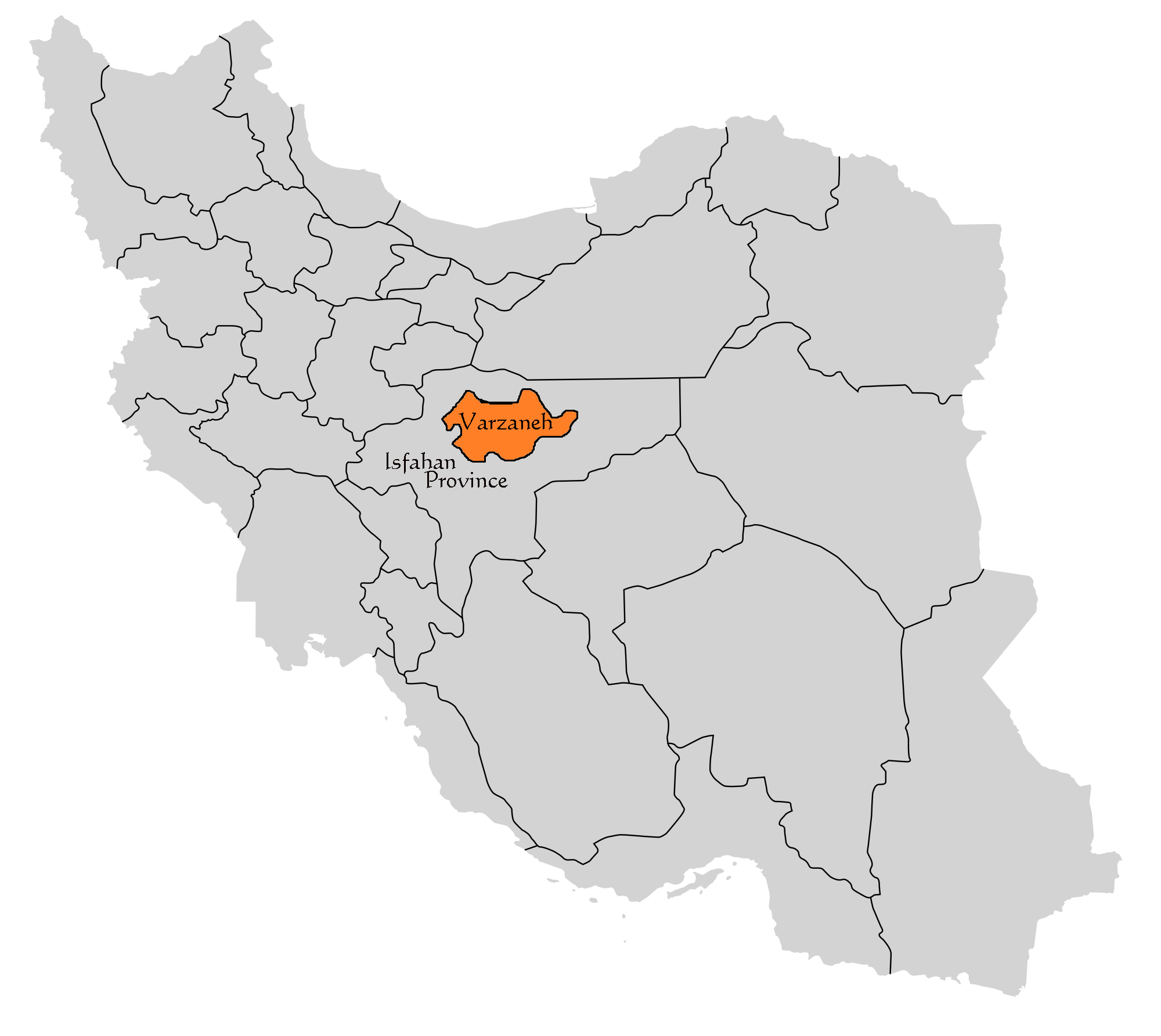 Varzaneh on Map