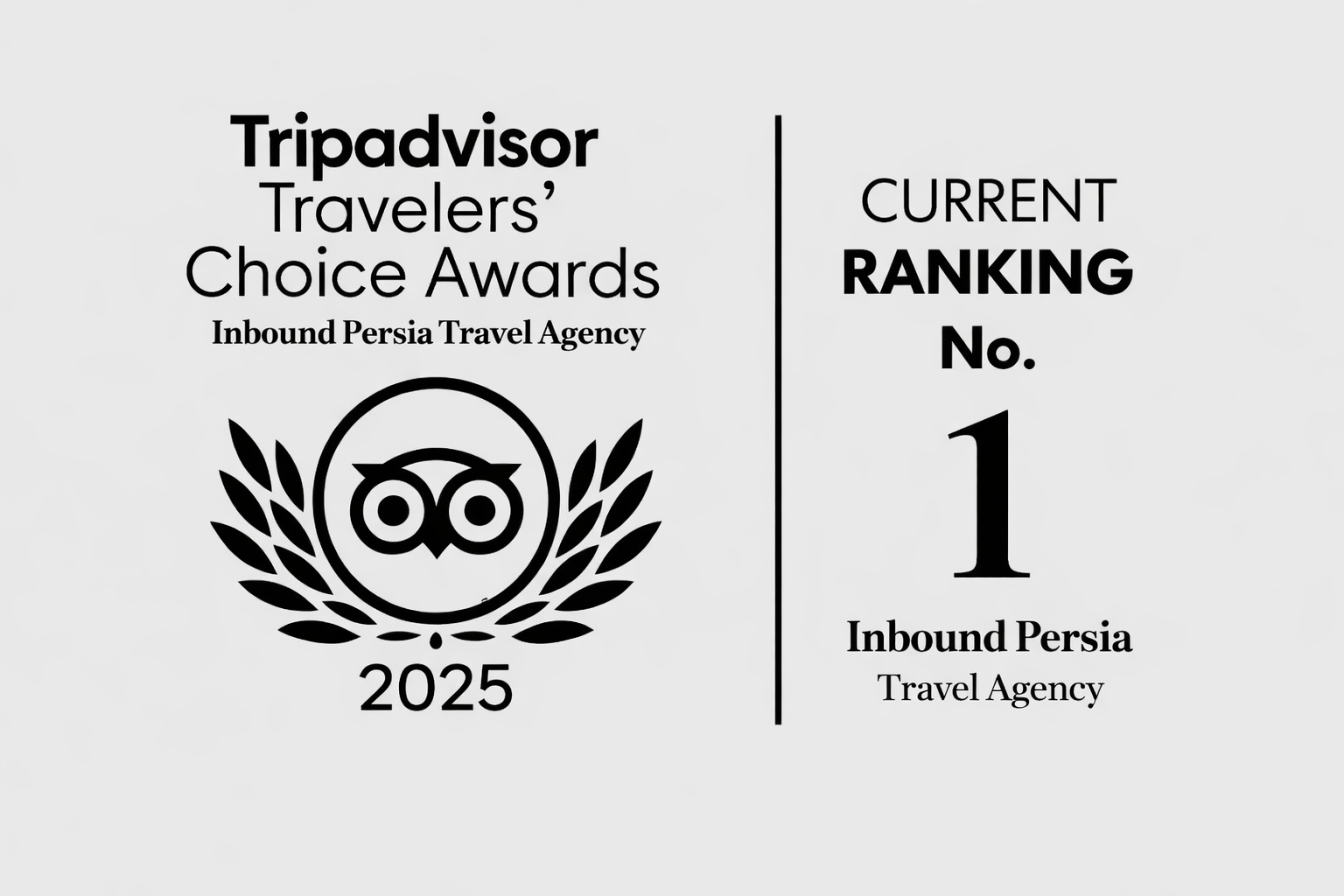 Travel choice award 2025 Rank 1 on TripAdvisor. Inbound Persia Travel Agency,Iran.