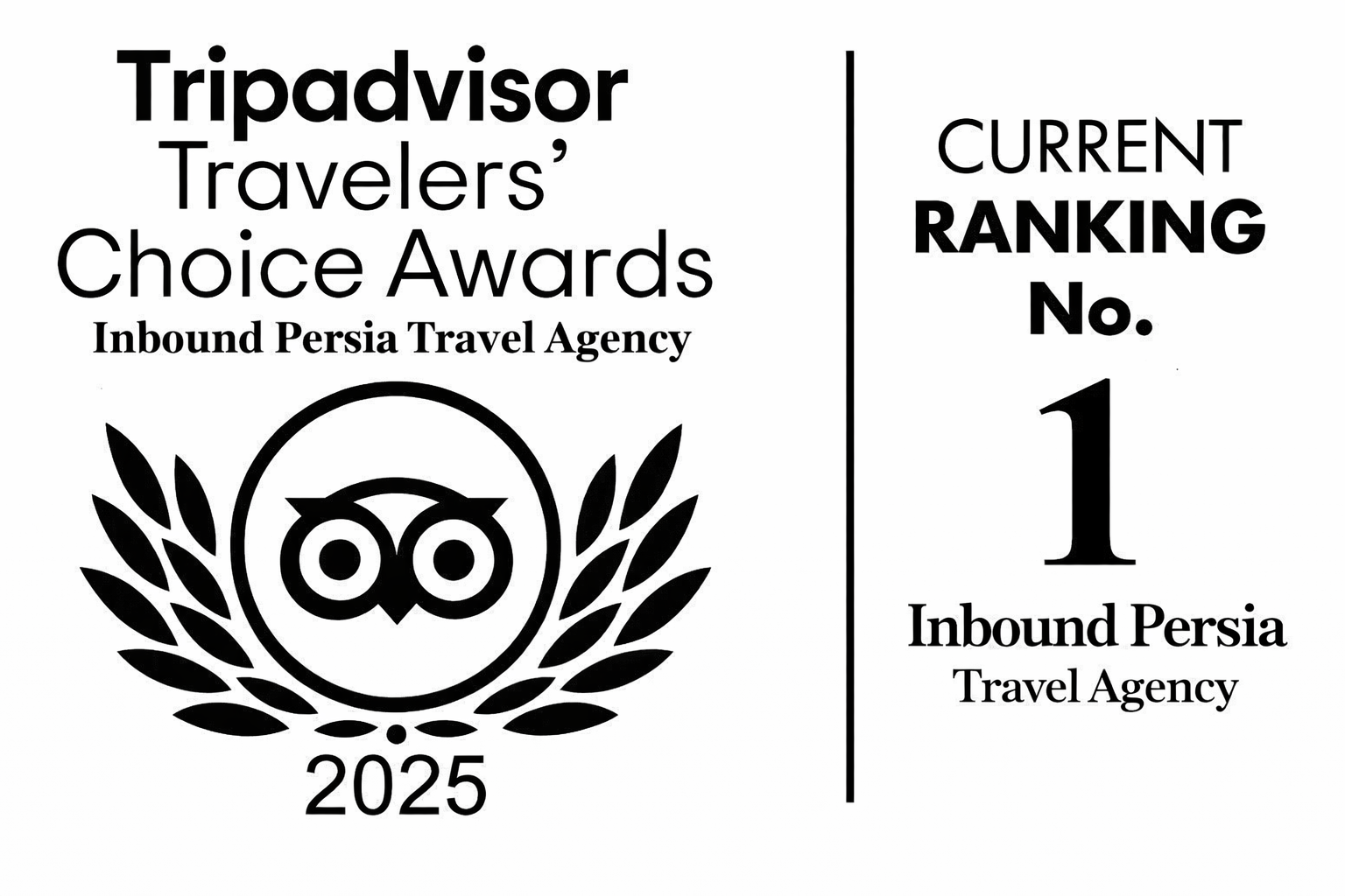 Travel choice award 2025 Rank 1 on TripAdvisor. Inbound Persia Travel Agency,Iran.